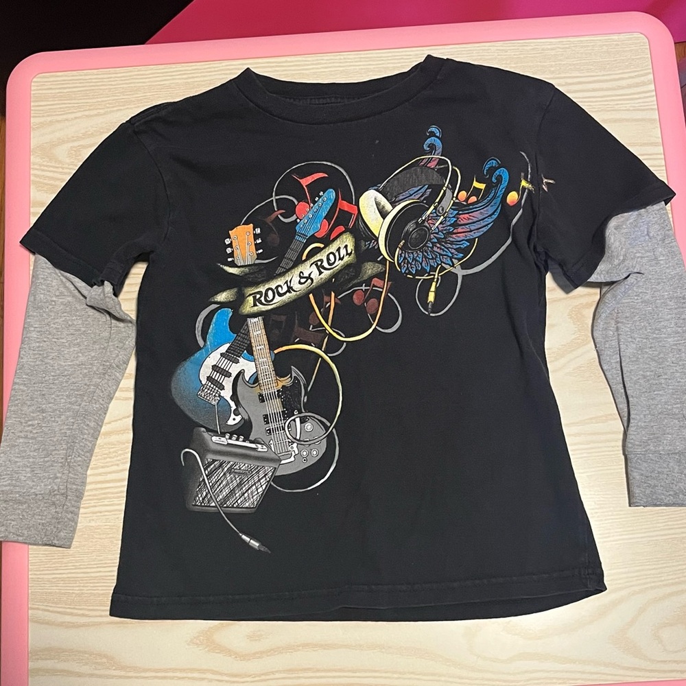 Rock & Roll Kids Long Sleeve Shirt - Black and Gray